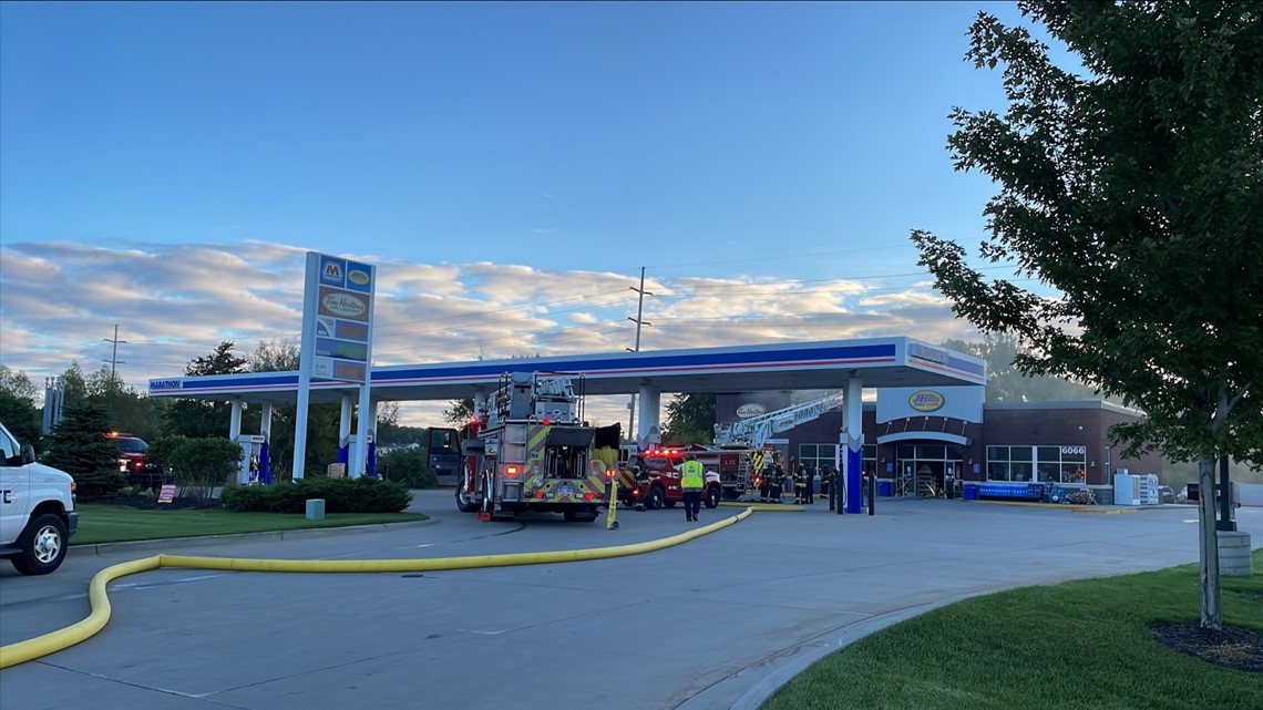 Crews investigating fire at gas station in Grandville
