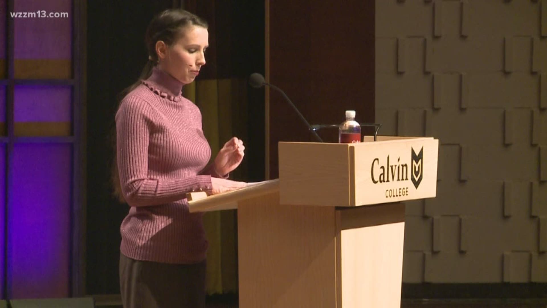 Rachel Denhollander speaks at Calvin College