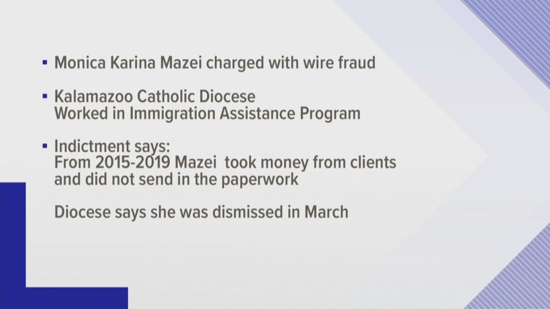 Prosecutors say she requested blank checks or money orders from her clients, then wrote her own name on the checks and cashed them.