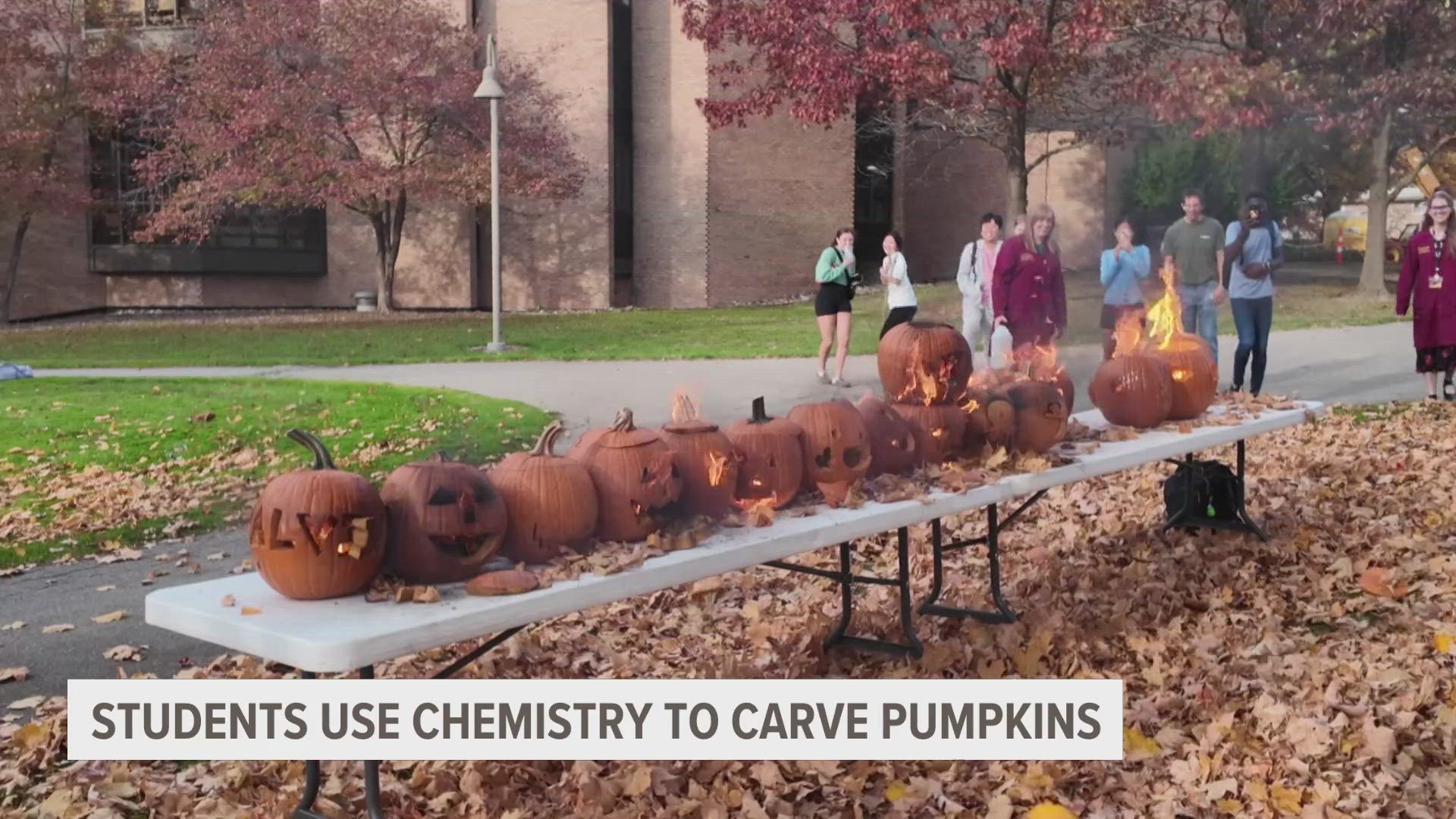 Students used science to carve their pumpkins at Calvin University.