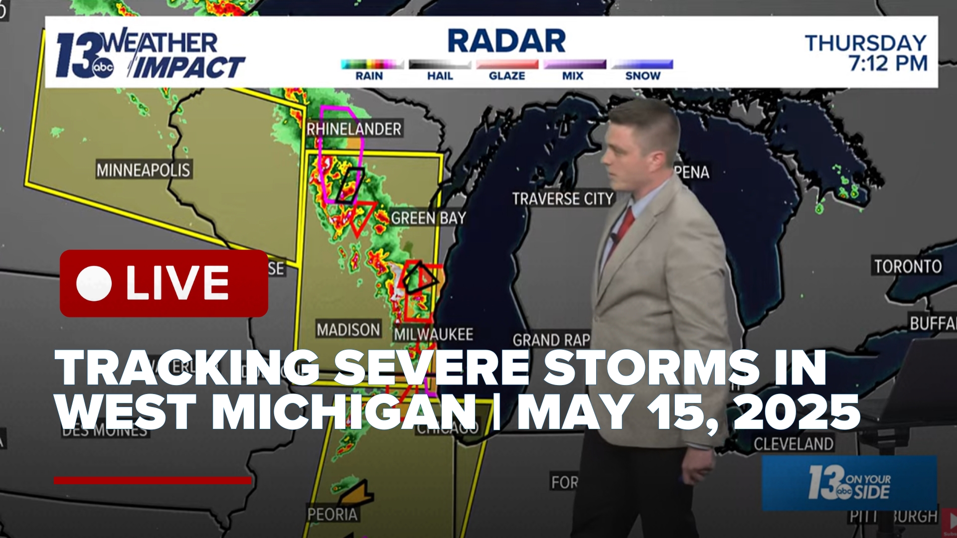 Strong to severe storms are expected from 8 p.m. this evening through midnight. The NWS issued a Tornado Watch for all of West Michigan until 3 am.