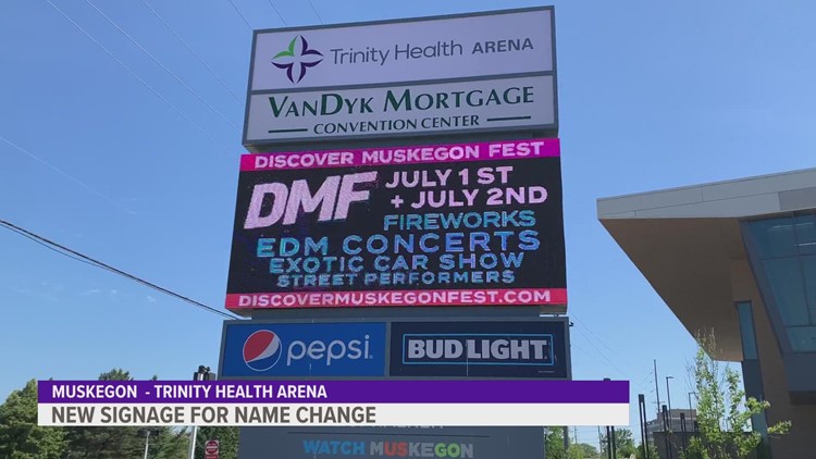 Mercy Health Arena changes sign to Trinity Health Arena