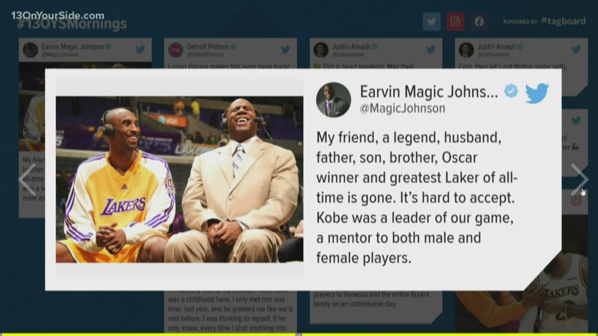 Michigan athletes are reacting to the news that Kobe Bryant died in a helicopter crash Sunday.