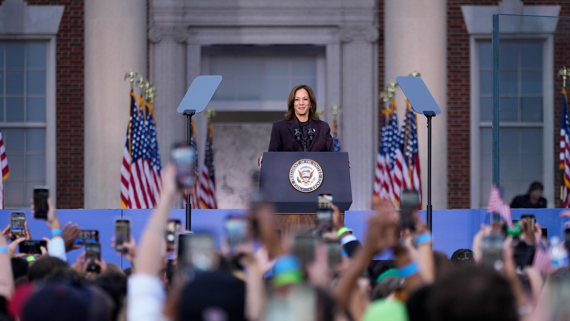 Vice President Kamala Harris thanked supporters as she publicly conceded the 2024 presidential election to Donald Trump.