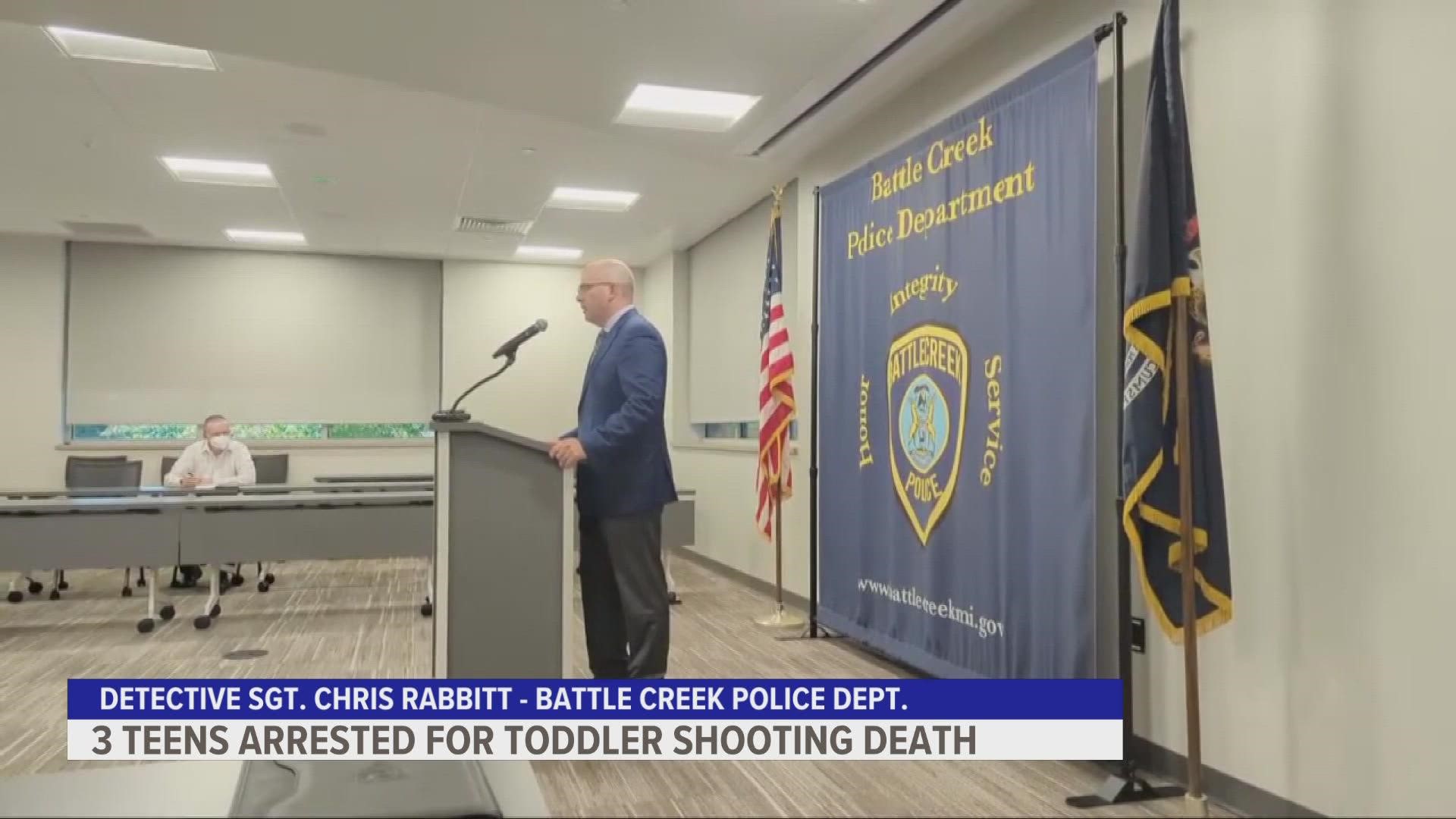 Police say three teenagers will face open murder and firearms charges in connection to the death of a 2-year-old.