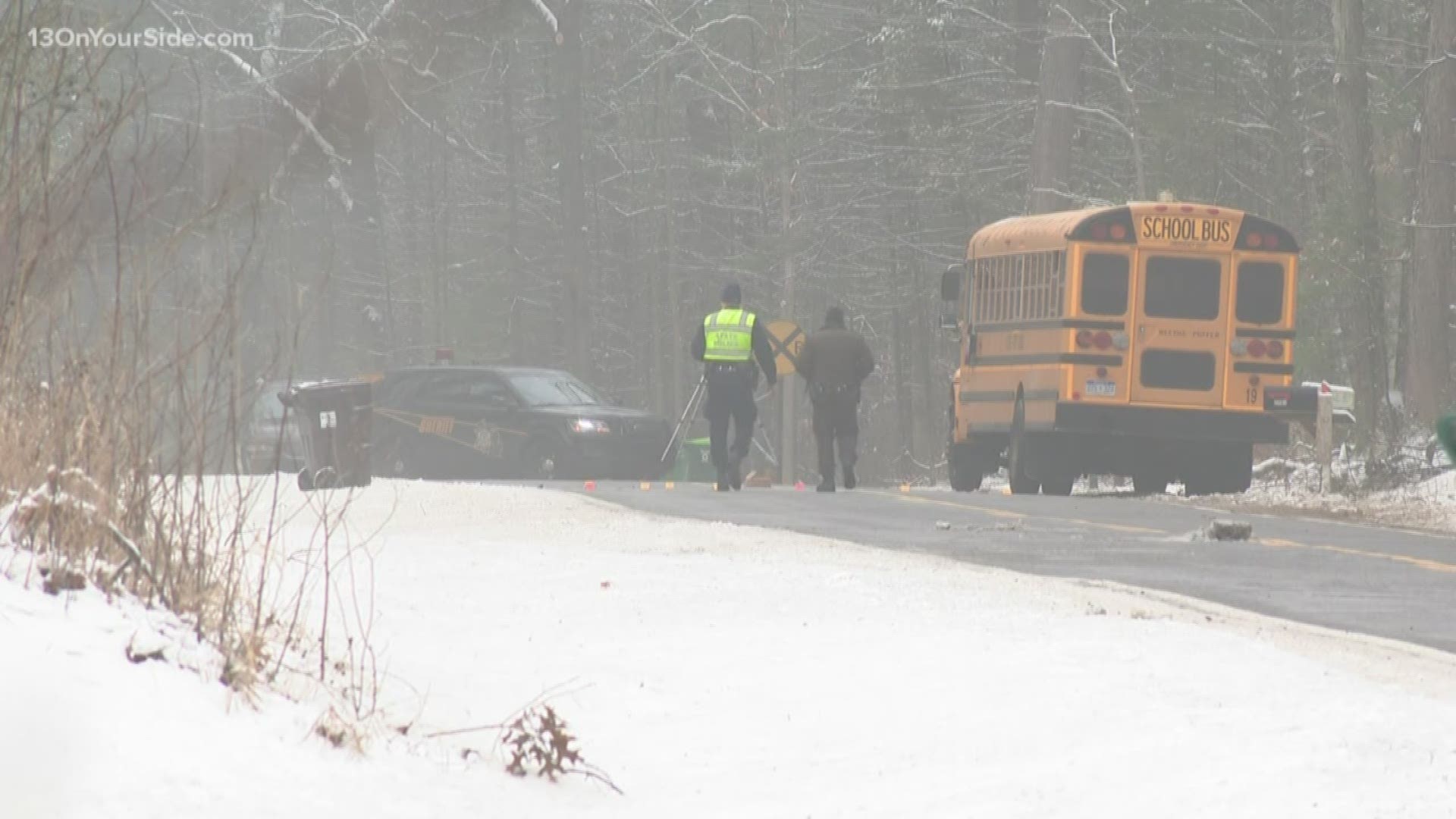 Police are still looking for the driver who hit a Reeths-Puffer middle schooler who was waiting for the bus.