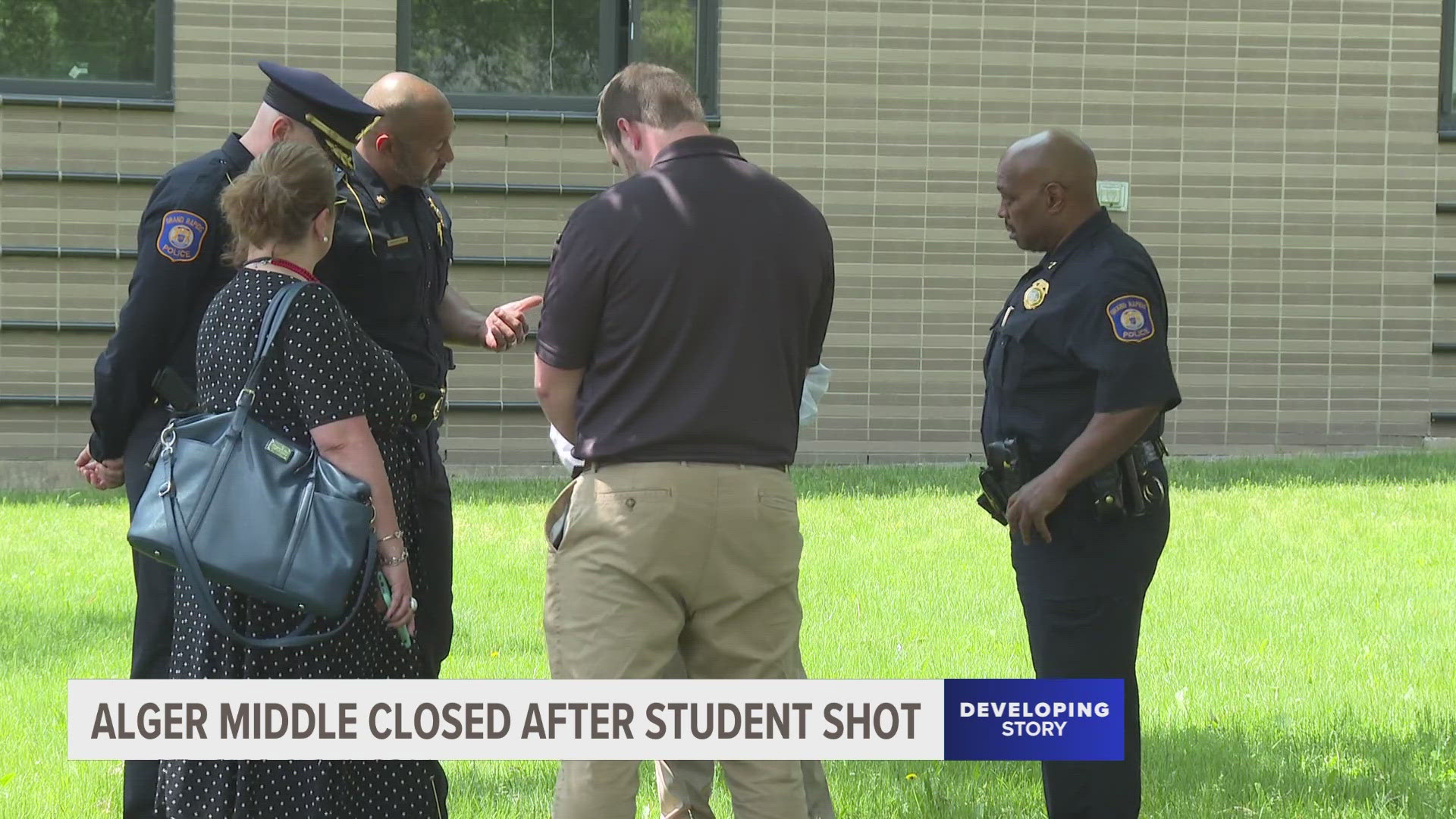 A student was hospitalized after a shooting outside Alger Middle School Tuesday afternoon.