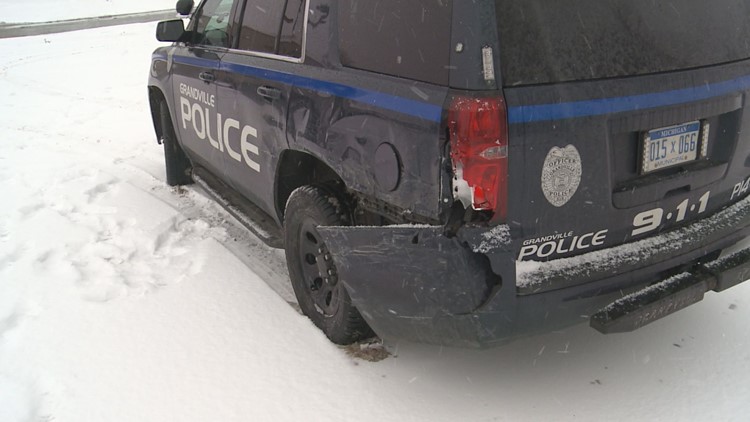 Grandville Police out a cruiser for months after it was hit twice over the weekend