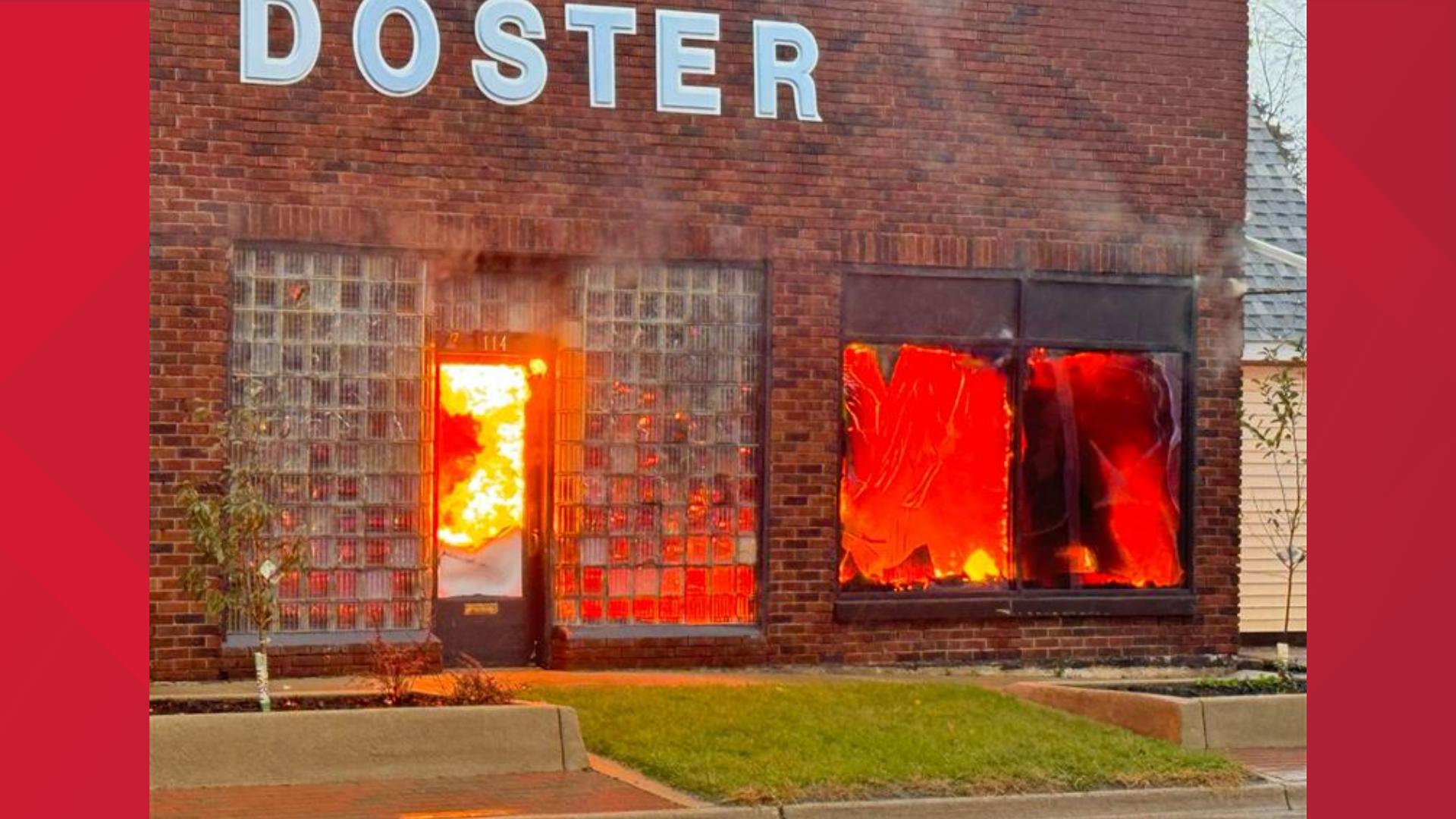 Video of a fire at Smith & Doster, an auto repair shop, in Delton.