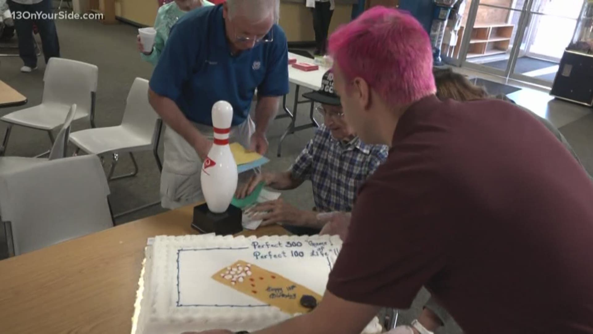 John Sinke is turning 100 years old on Saturday. Today, the members of his bowling league threw him a little party.
