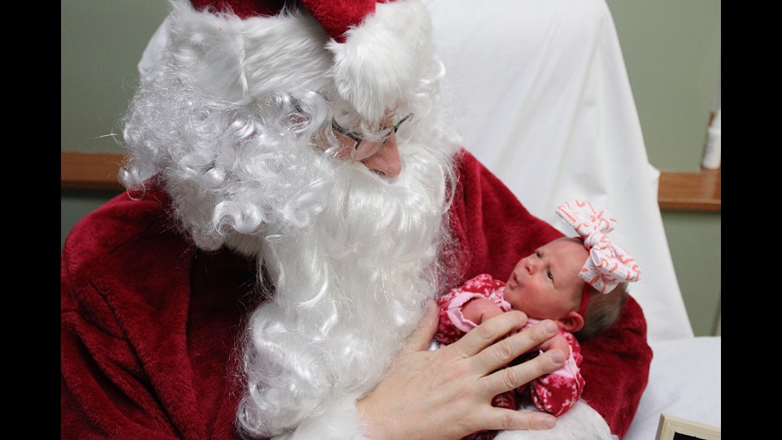 Santa visits newborn babies Helen DeVos Children's Hospital