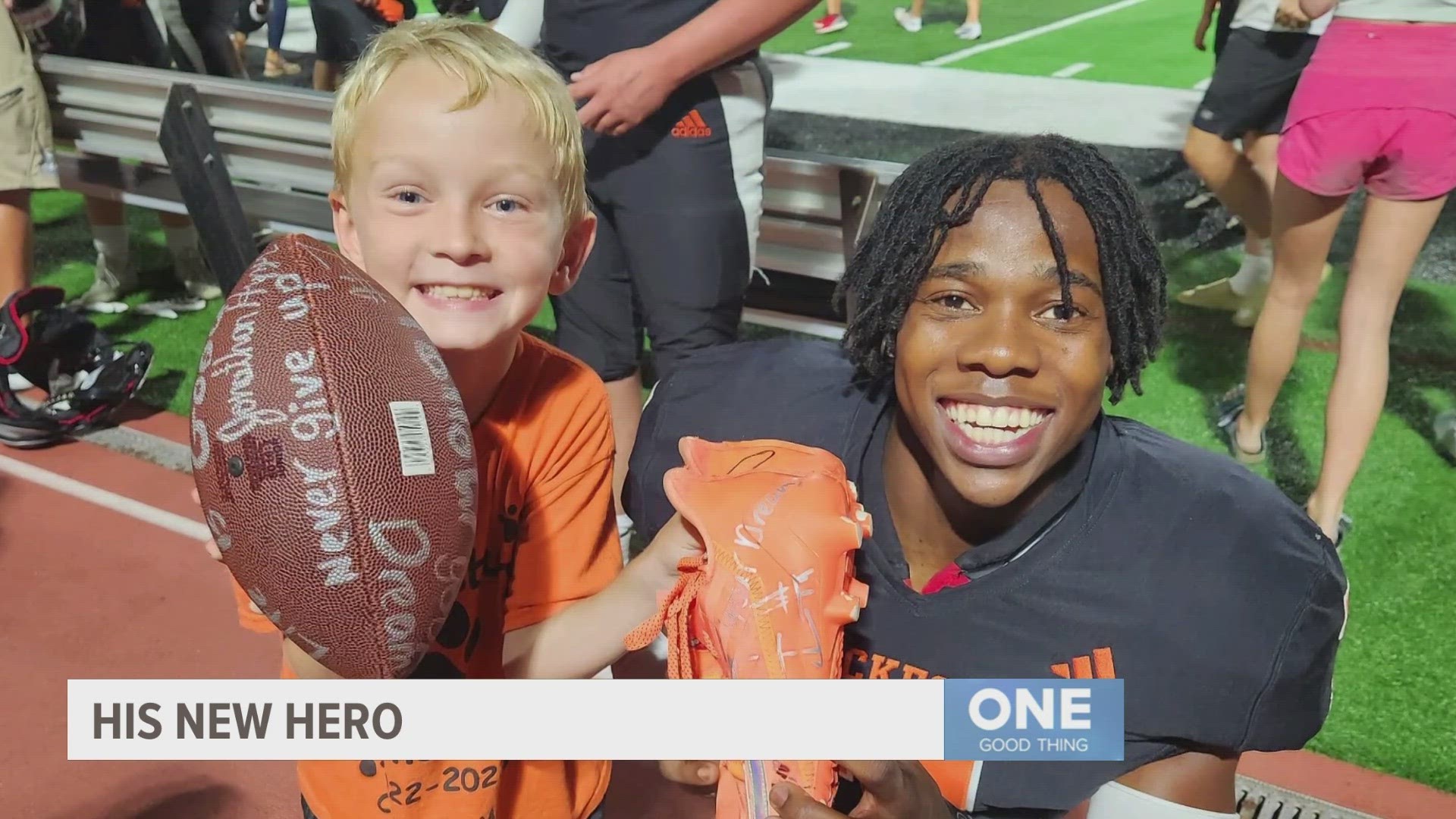 Jonathan Hyzer was celebrating a victory when he met a second grader named Fischer, and their new friendship has gotten quite a bit of attention on social media.