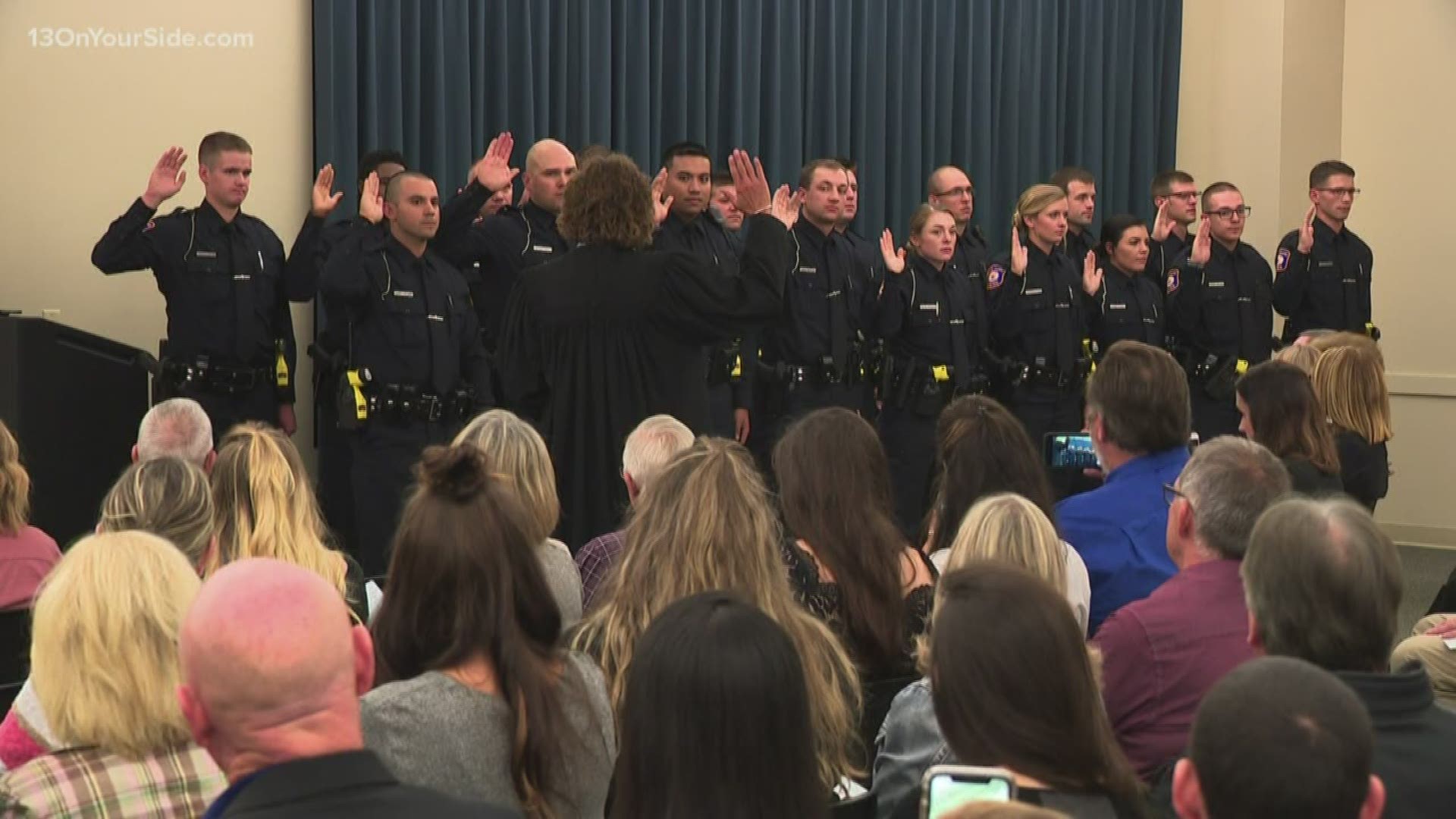 Eighteen officers were sworn-in to the Grand Rapids Police force Thursday, Oct. 3.