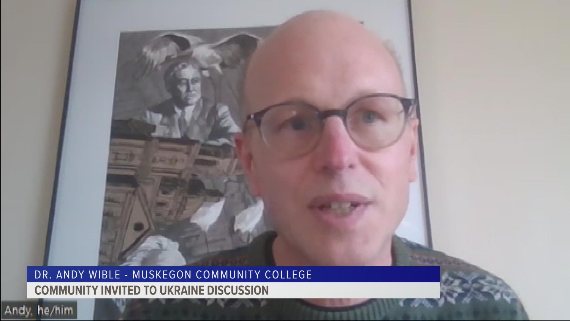 The discussion is part of the college's lecture series. It will focus on what's happening in Ukraine, how the war started and how Americans can help.