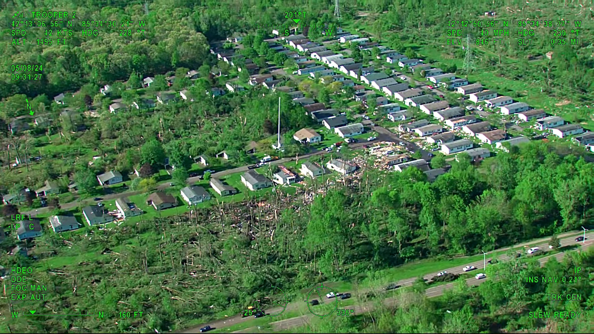 Michigan State Police's Aviation Trooper 2 took this aerial footage of the tornado survey.