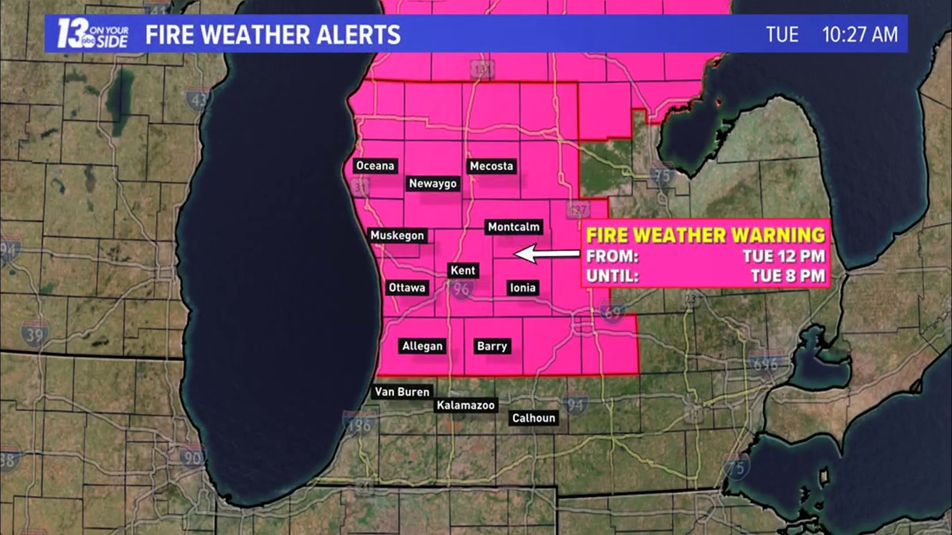 Red Flag Warning West Michigan critical fire weather conditions