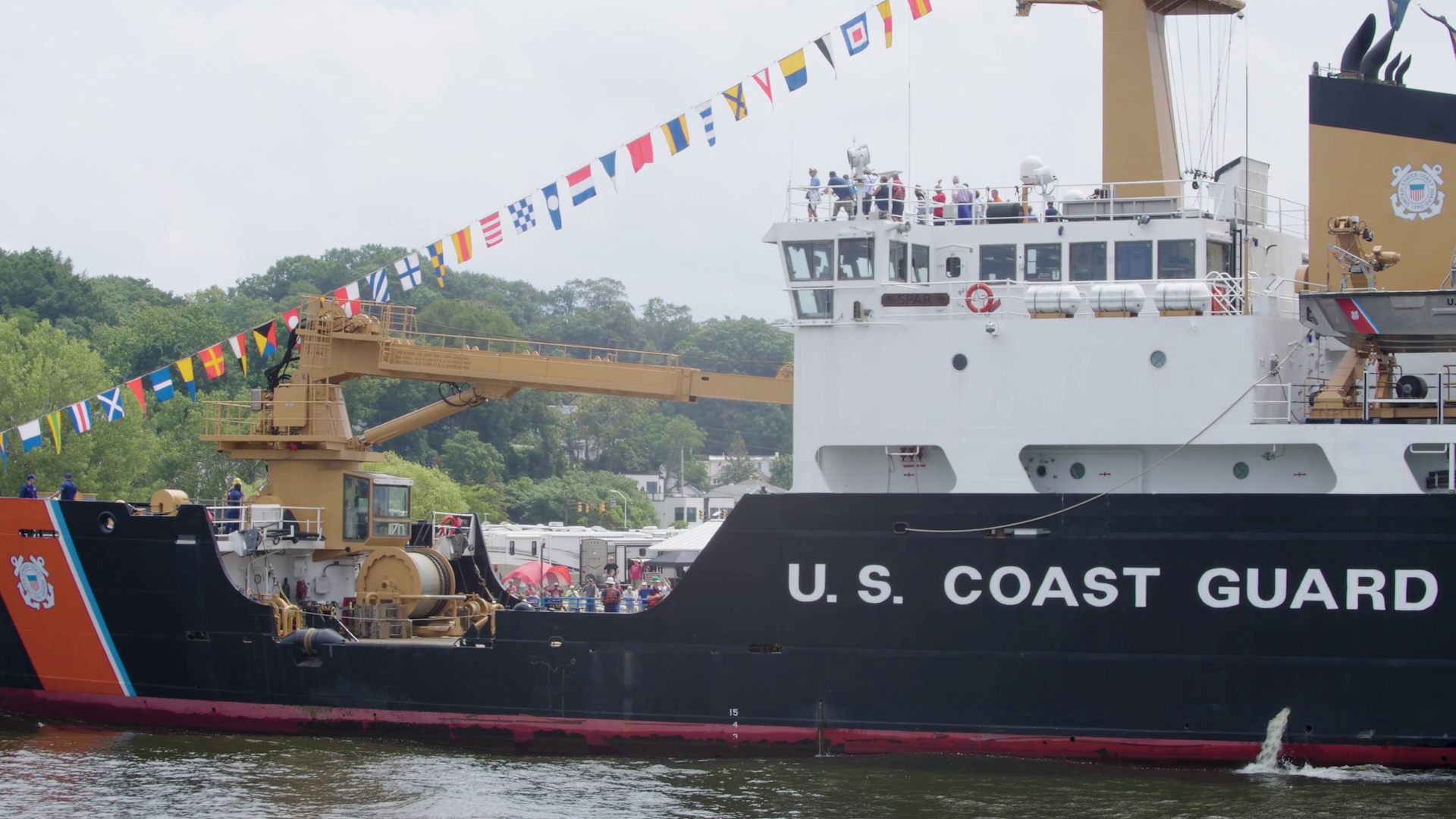 The parade featured four Coast Guard ships including the USCGC Spar, USCGC Mobile Bay, USCGC Morro Bay and USCGC Buckthorn.