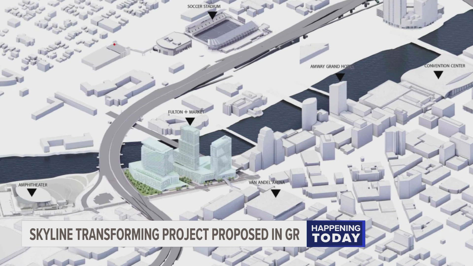 Plans include three towers to bring retail, office space, hotel and other housing, parking and more mixed-use spaces to the vacant parcel along the riverfront.