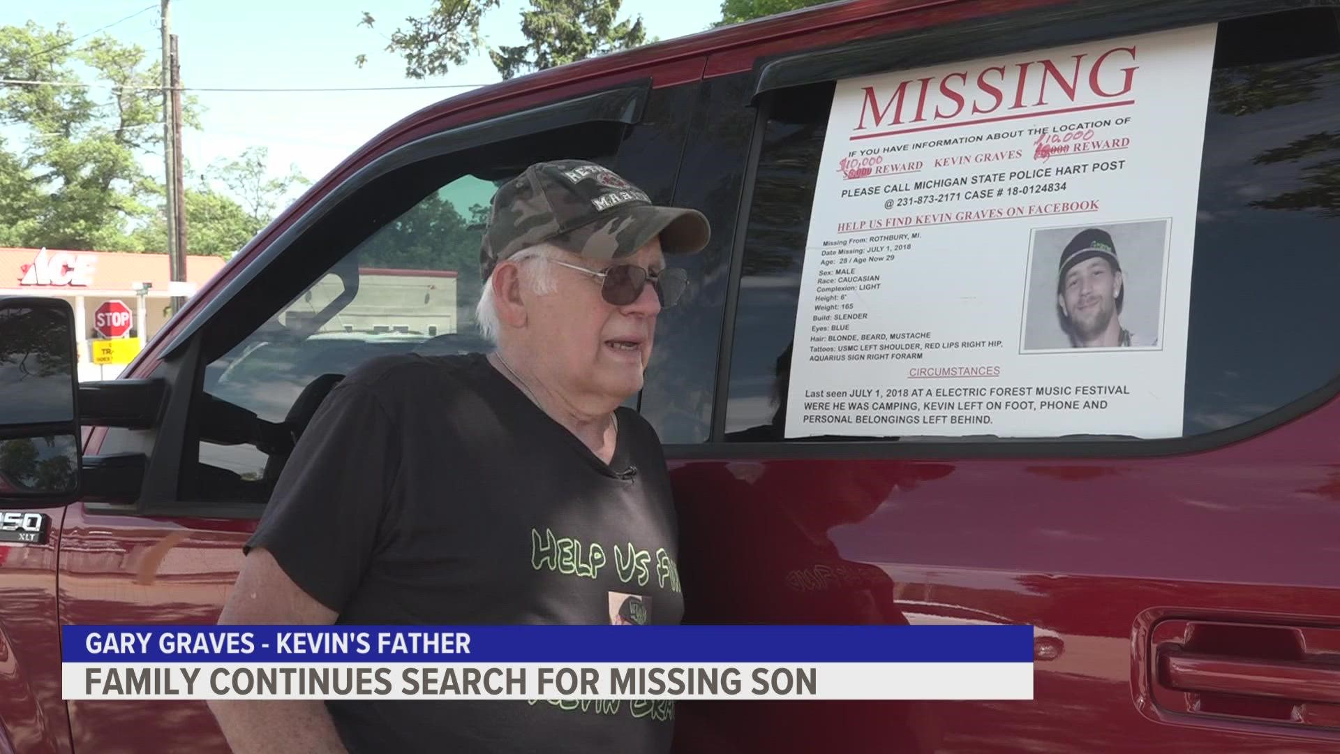 Kevin Graves went missing in 2018 while attending Electric Forest and still hasn't been found. His family still searches for him as they haven't given up hope.