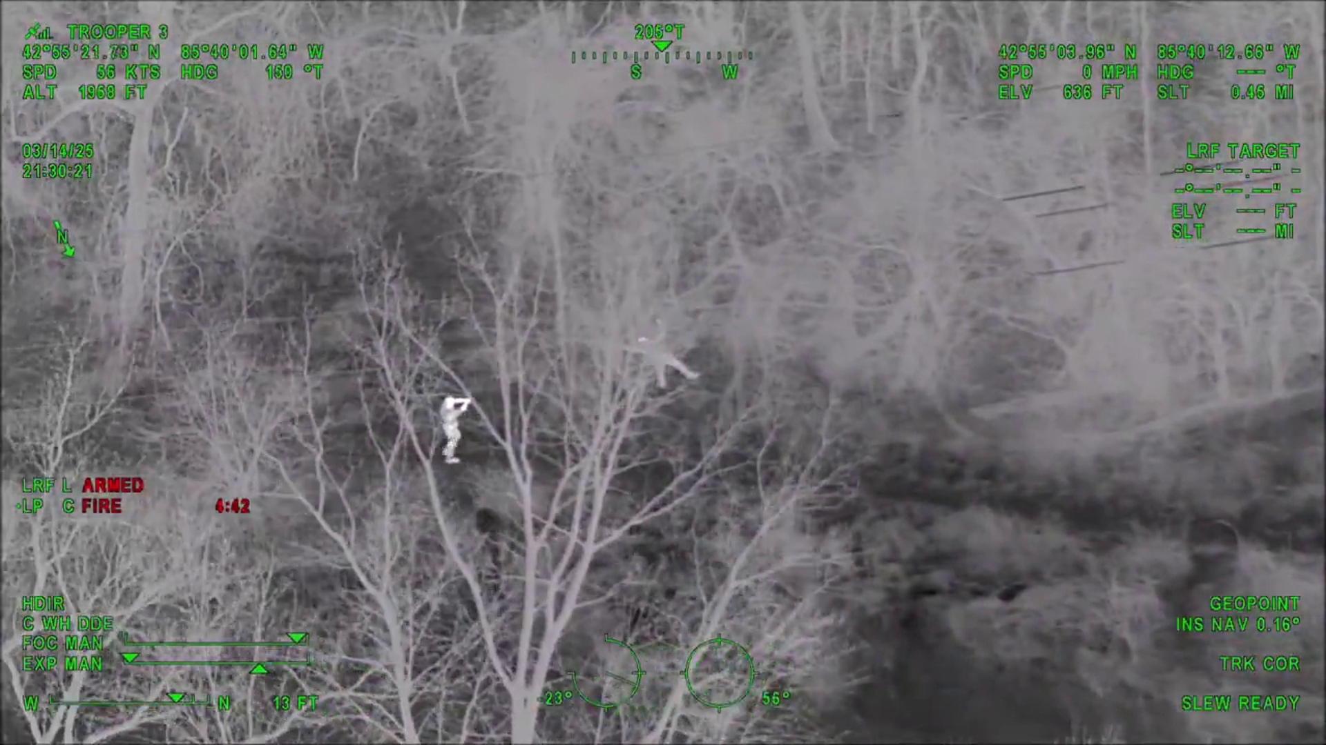 A Michigan State Police helicopter crew helped Grand Rapids Police track down a fleeing motorcyclist on March 14.