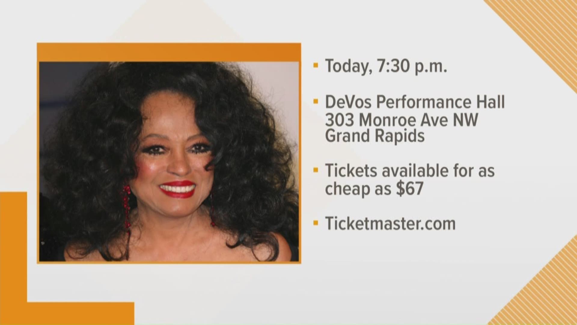 Motown living legend Diana Ross is in Grand Rapids, bringing her Diamond Diana Tour to the DeVos Performance Hall.