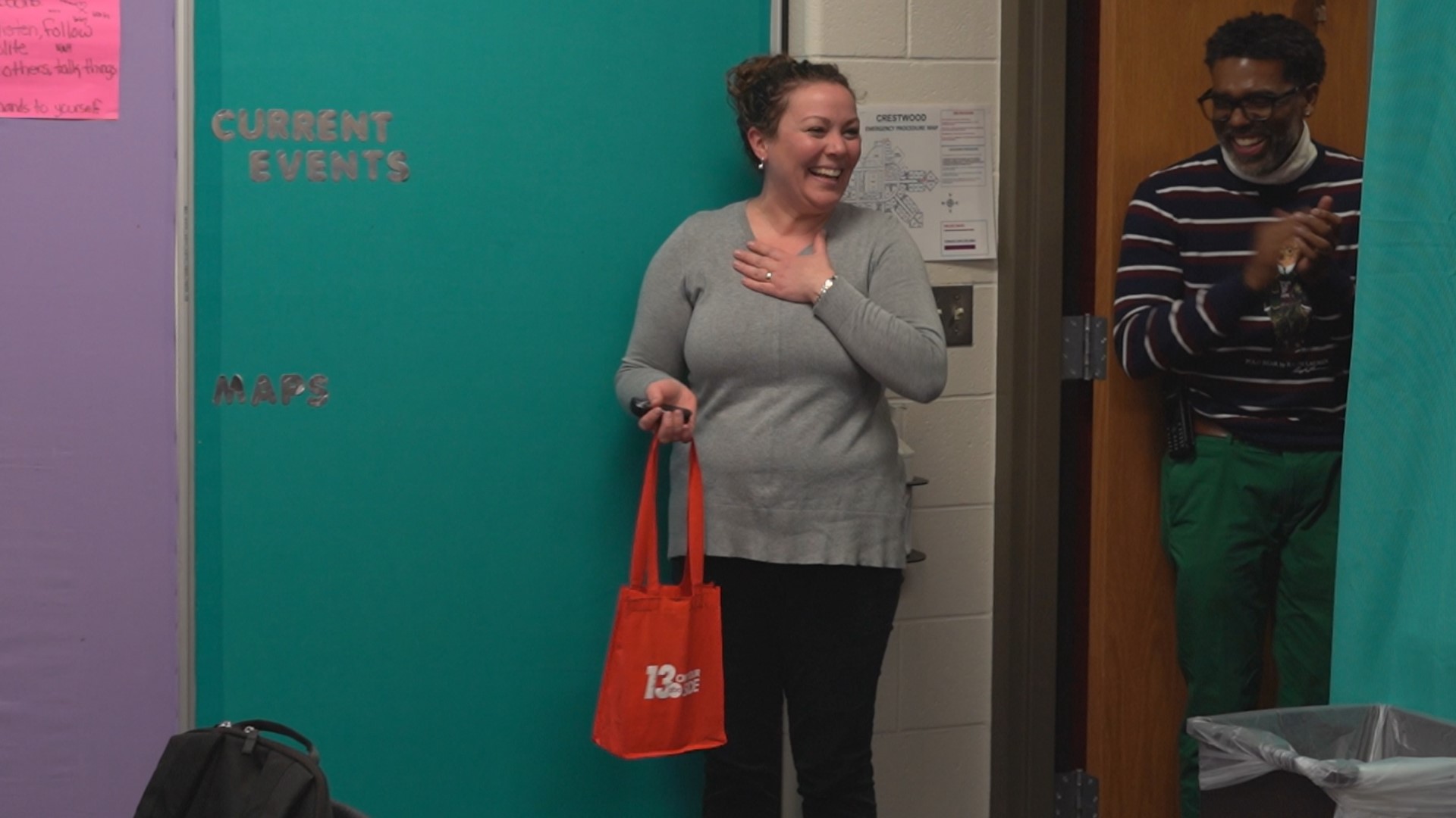 Our latest Teacher of the Week surprise was at Crestwood Middle School, and this fourth-generation teacher had no idea what she was walking into.