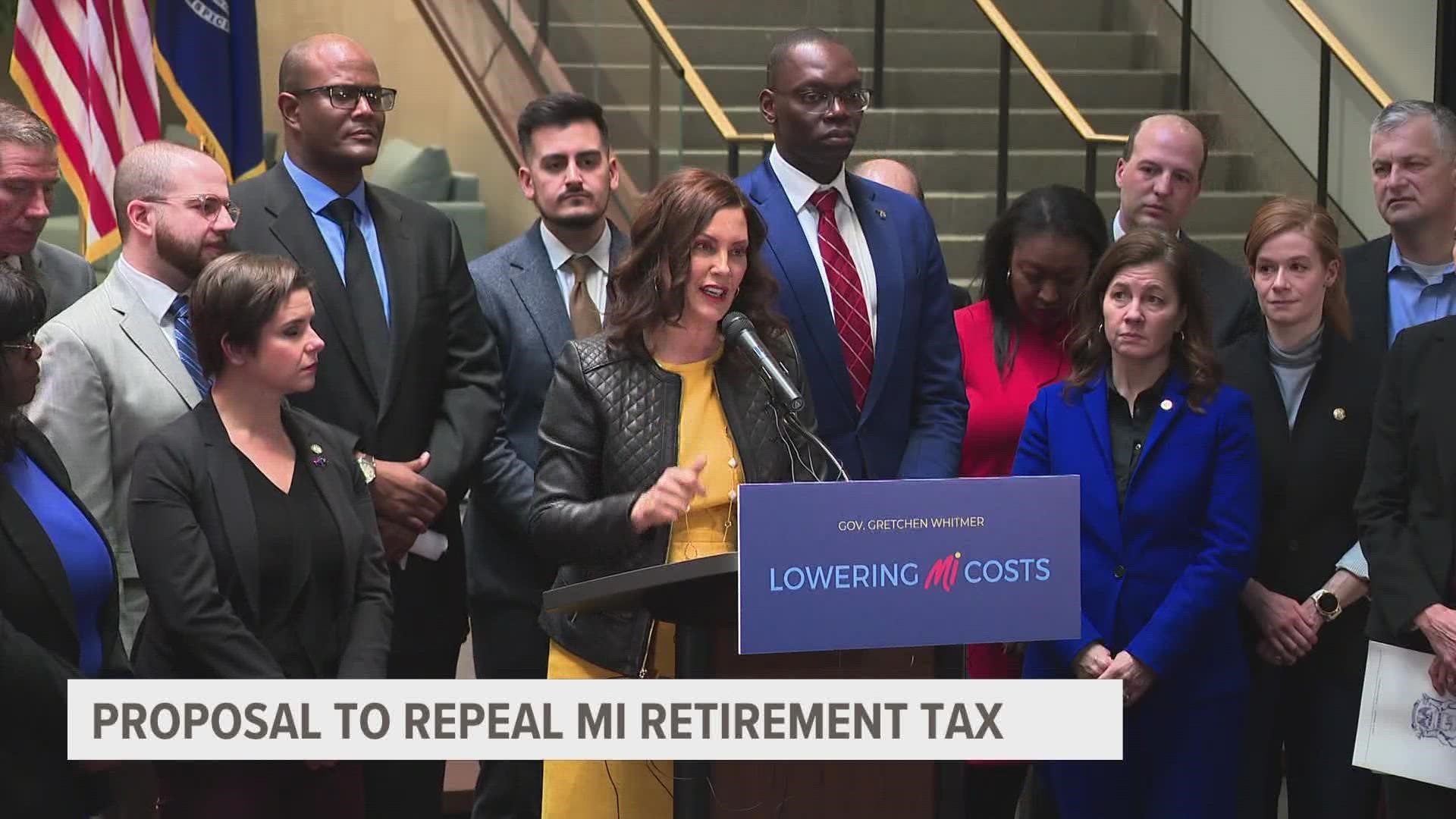 Democratic lawmakers in Lansing today announced their first set of bills aimed at, among other things, repealing the state's retirement tax.