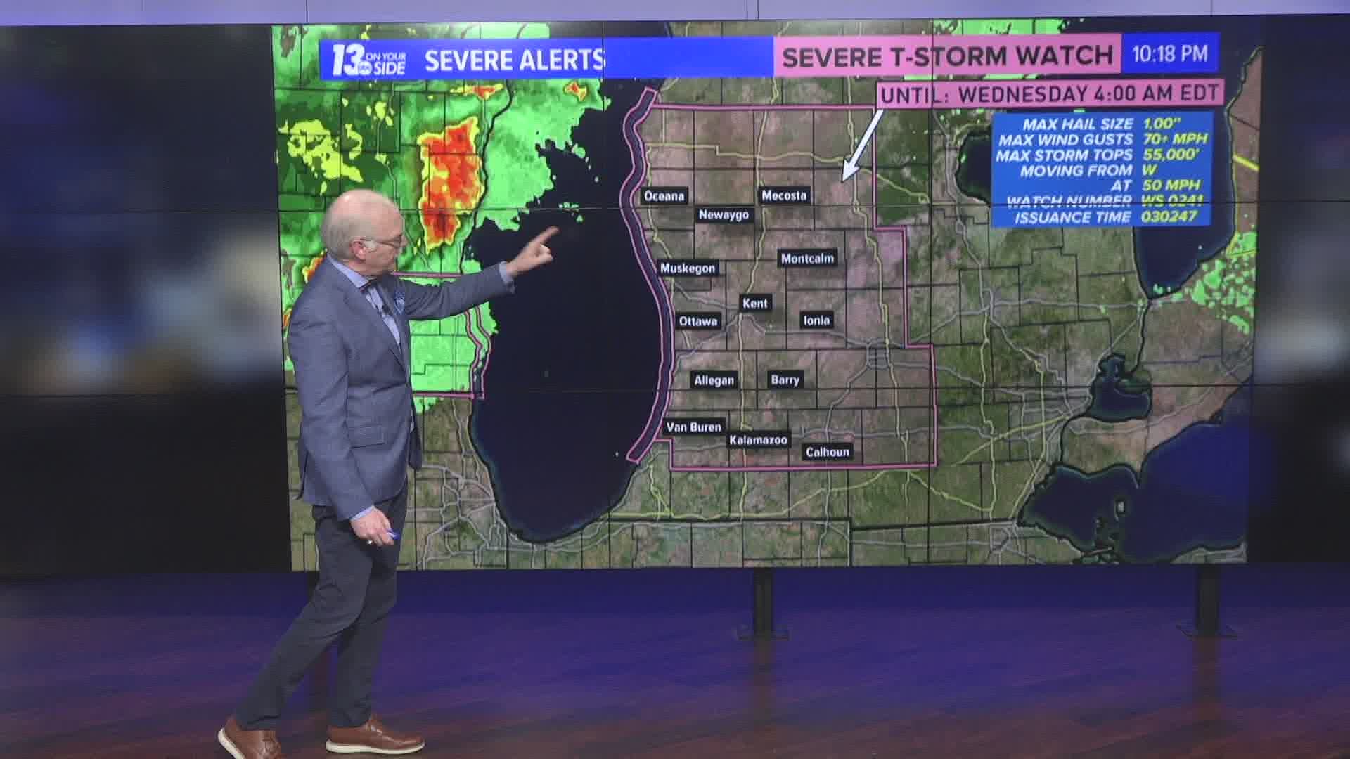 Severe thunderstorms warnings are in effect for West Michigan.