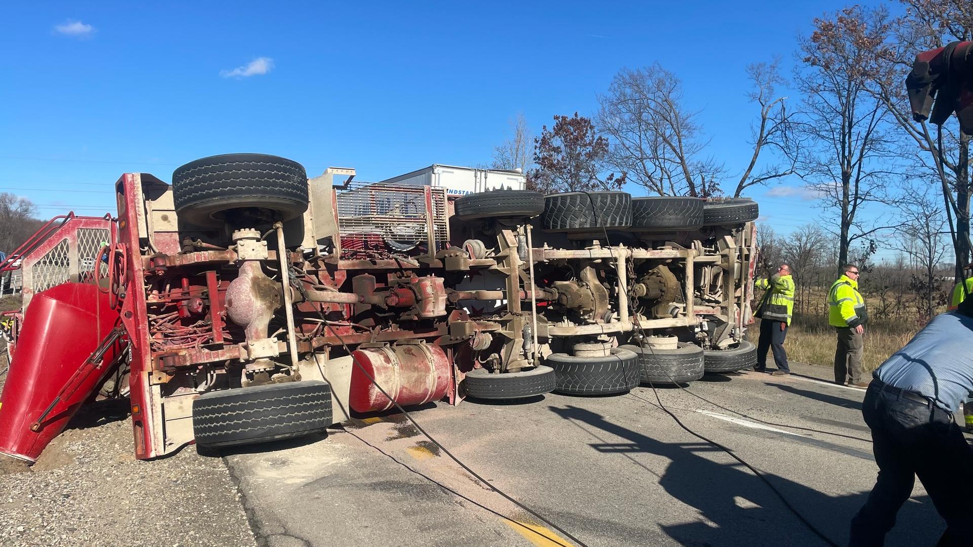 Minor injuries reported after cement truck loses control, crashes on US ...