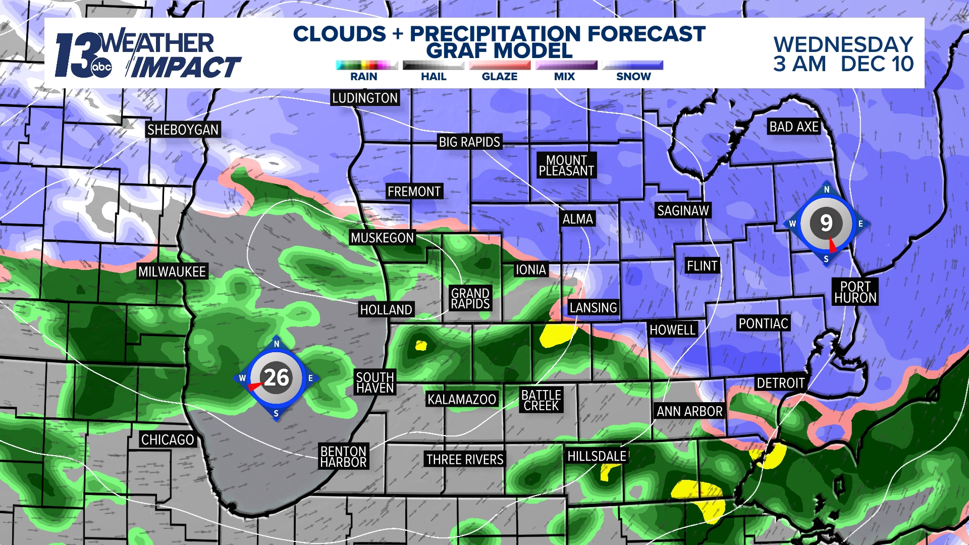 Wet snow, rain to create slushy mess into Wednesday morning | wzzm13.com