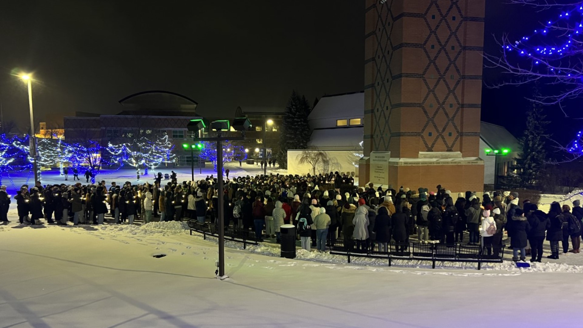 It was a cold and wintery night on the campus of Grand Valley State University. But the harsh conditions couldn't keep hundreds of students from coming out.