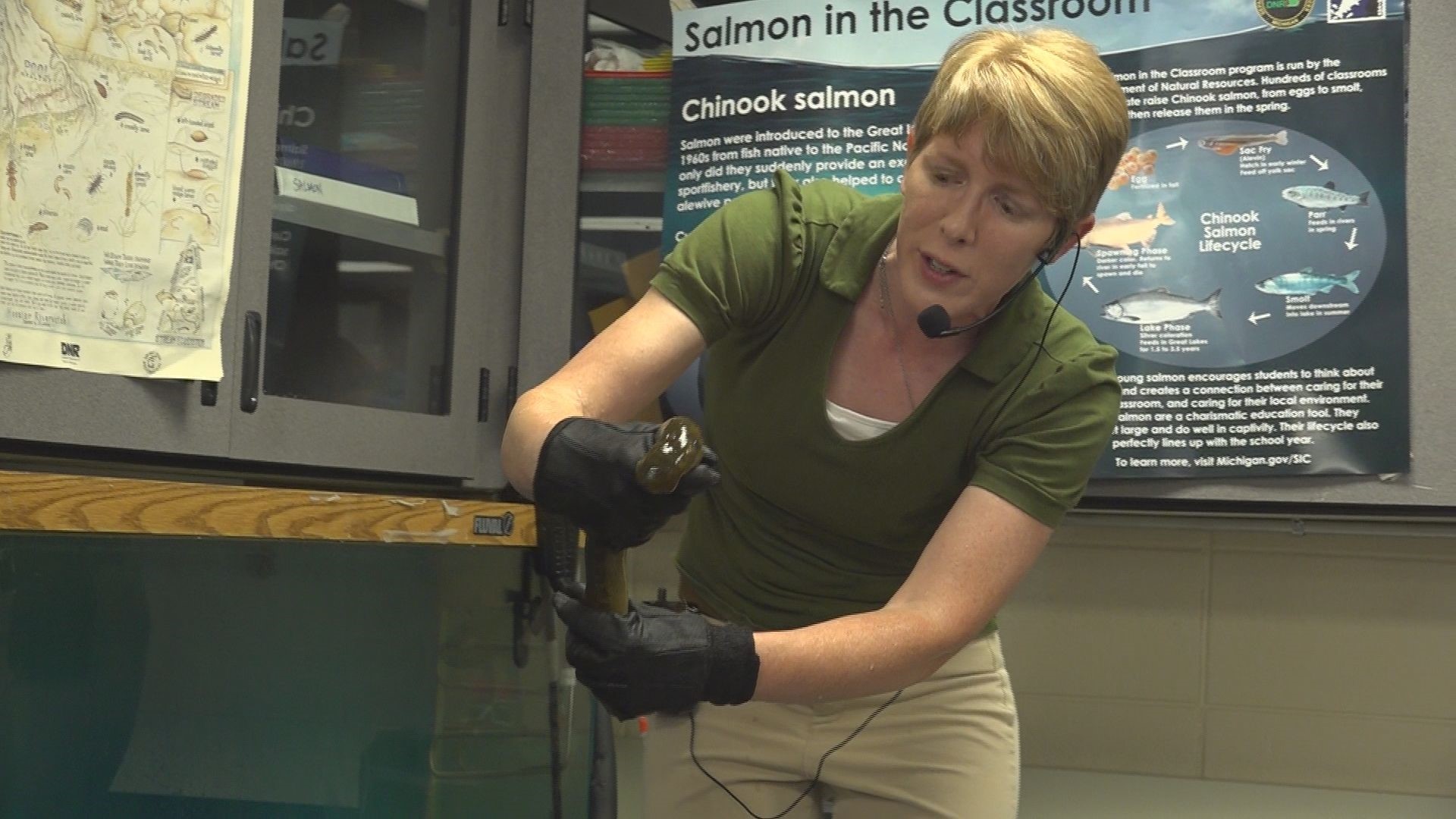 A middle school science teacher is taking part in a DNR program that’s giving students a hands-on experience with a parasitic fish invasive to the Great Lakes.