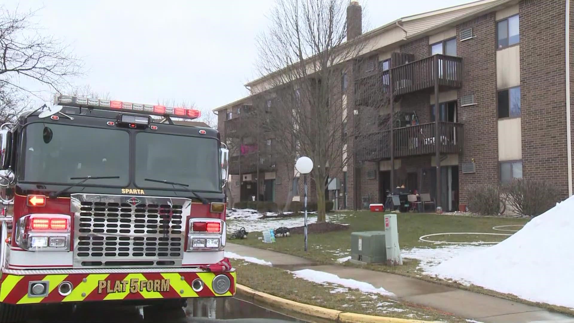 Multiple families are displaced after a morning fire at a Sparta apartment complex.