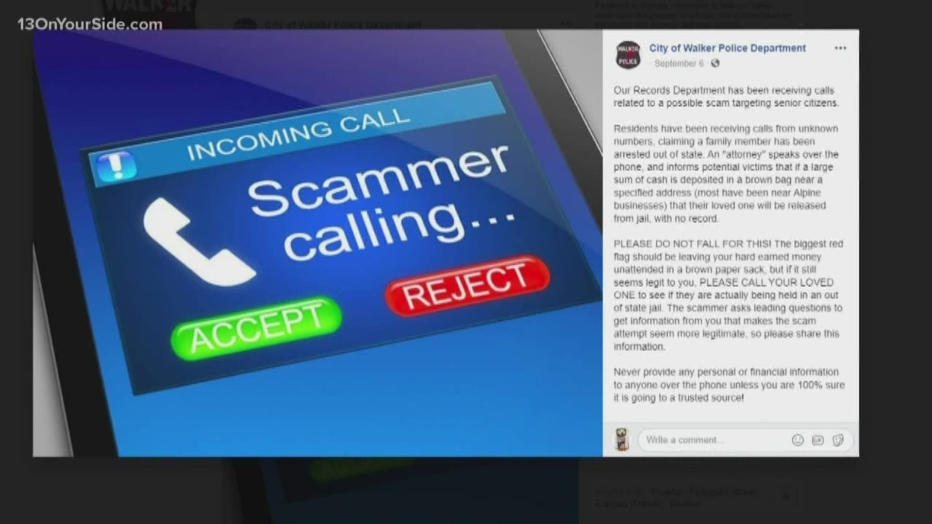Walker Police warning about phone scam